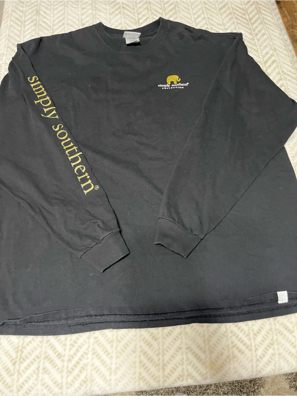 Simply Southern Black Long Sleeve Tee with Gold Logo XXL